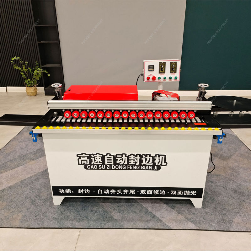 완전 자동 작은 블록 보드 압력 롤러 바퀴 가장자리 띠 기계 150 KG 무게